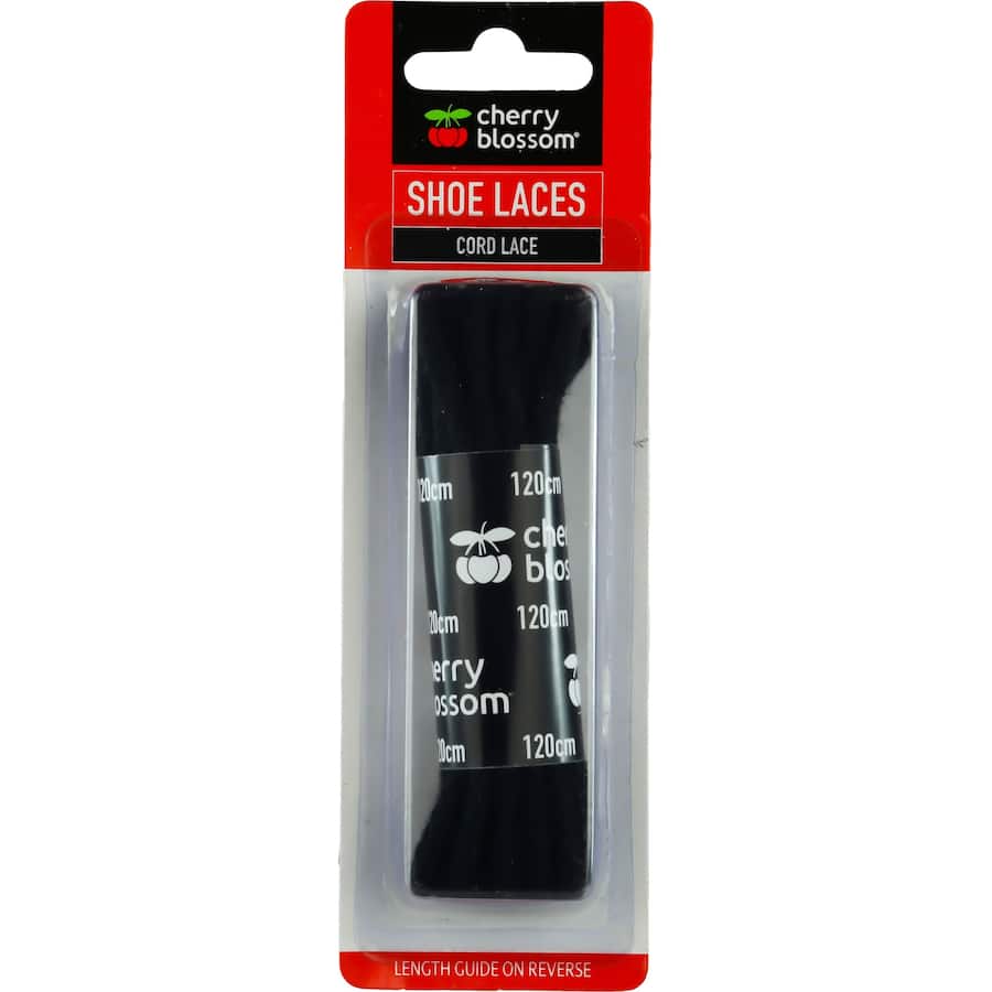 Cherry Blossom Shoe Laces Flat Black 120Cm