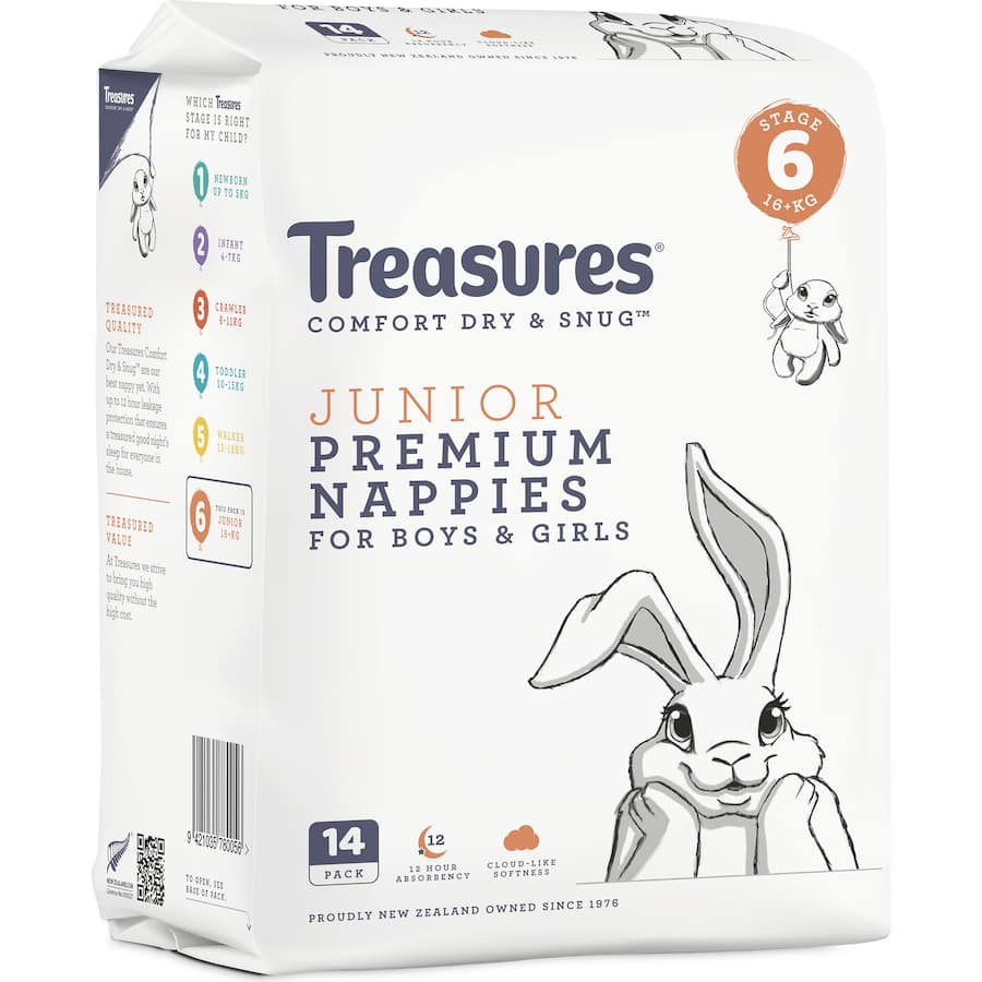 Treasures Nappies Junior 16Kg+ Convenience