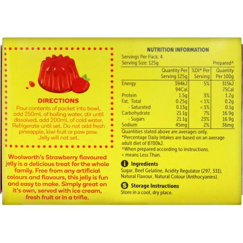 Woolworths Strawberry flavoured jelly crystals bunch