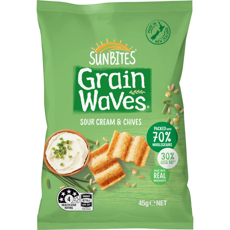 Sunbite Grain Waves Wholegrain Chips Sour Cream & Chives