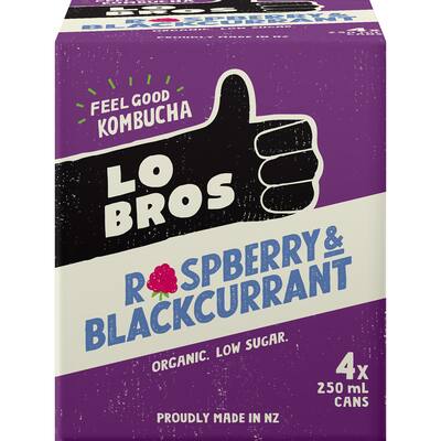lo bros kombucha raspberry & blackcurrant