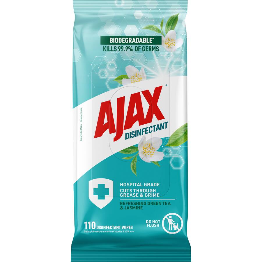 Ajax Disinfectant Cleaning Wipes Green Tea & Jasmine