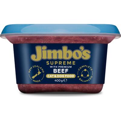 jimbo's chilled pet food cat & dog premium beef