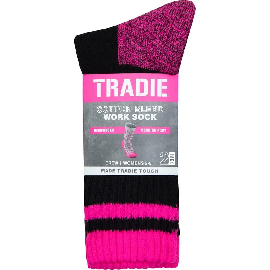 Tradie Ladies Socks Acrylic Crew Black