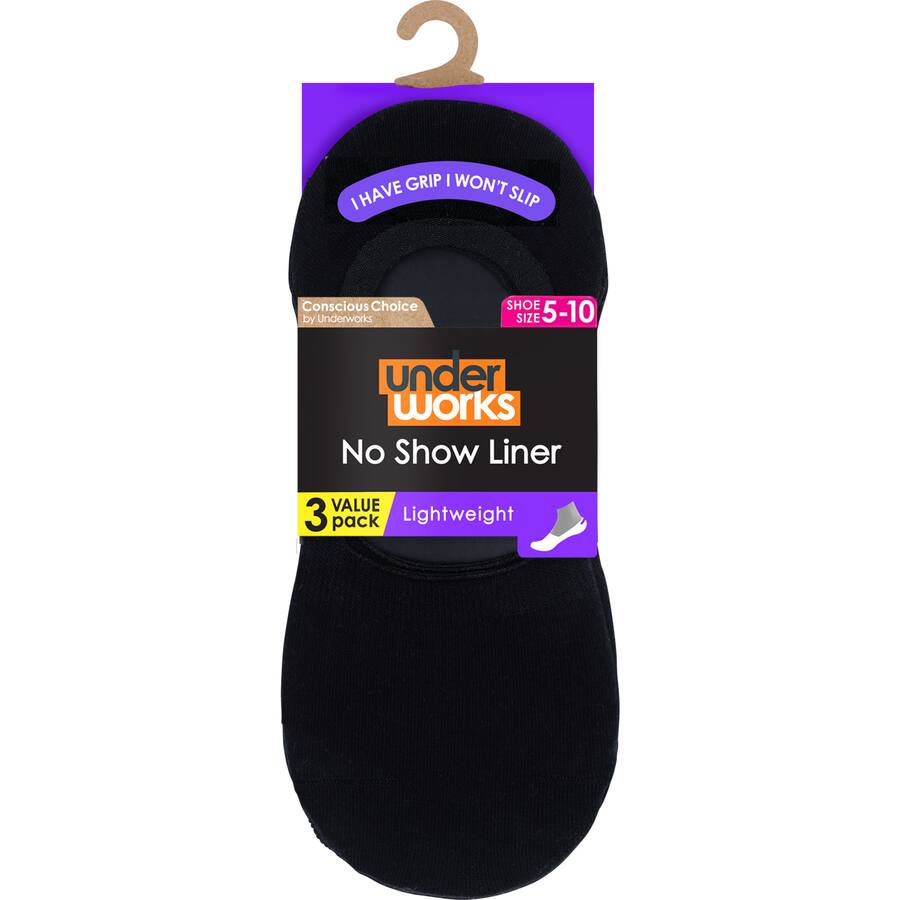 Underworks Ladies Socks No Show Liner Size 5-10