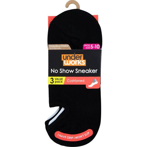 Underworks Ladies Socks No Show Cushioned Size 5-10