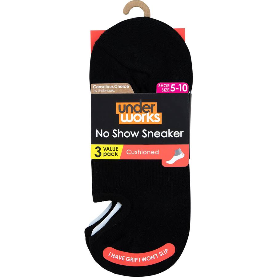 Underworks Ladies Socks No Show Cushioned Size 5-10