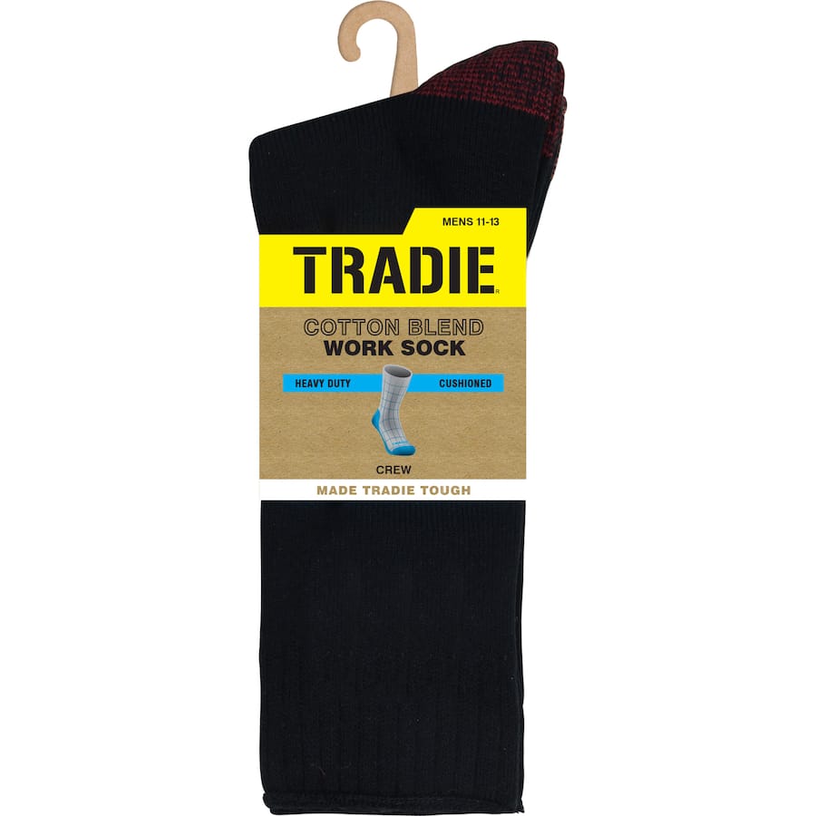 Tradie Mens Crew Socks Tough Cotton Sz 11-13