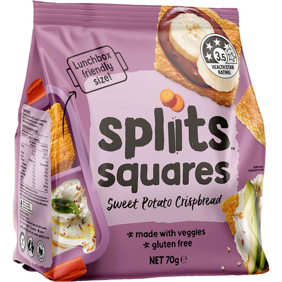 Spliits Squares Crackers Sweet Potato Crispbread Veggie