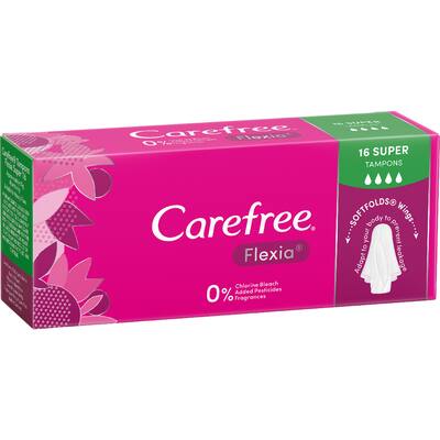 carefree flexia tampons super