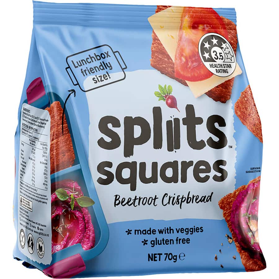 Spliits Squares Crackers Beetroot Crispbread Veggie