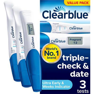 clearblue pregnancy test kit triple check + date