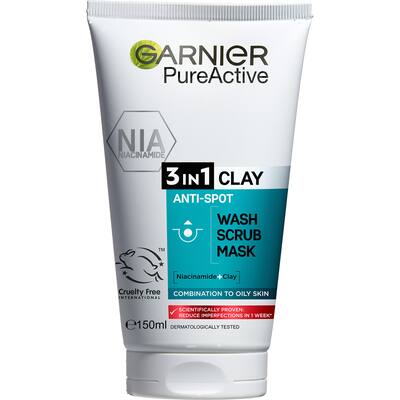 garnier pure facial cleanser 3 in 1 scrub & mask