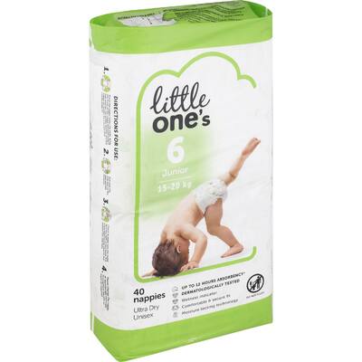 little one's bulk nappies junior boys & girls 16+ kg size 6