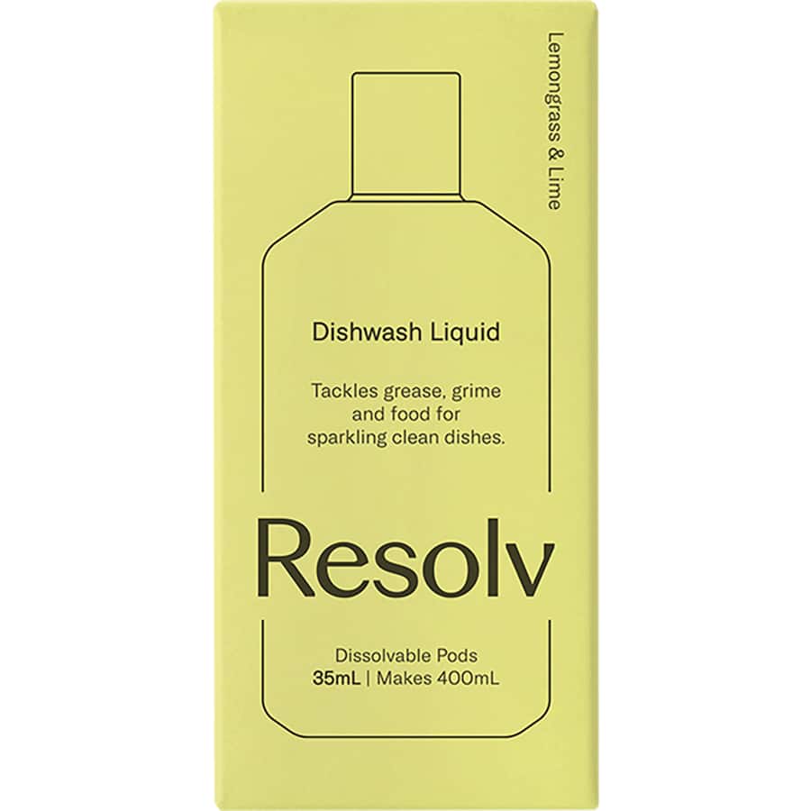 Resolv Dish Wash Liquid Pods Dissolvable Lemongrass/Lime