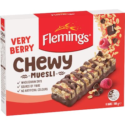 flemings chewy muesli bars very berry