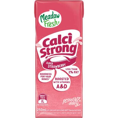 meadow fresh calci strong flavoured milk strawberry uht