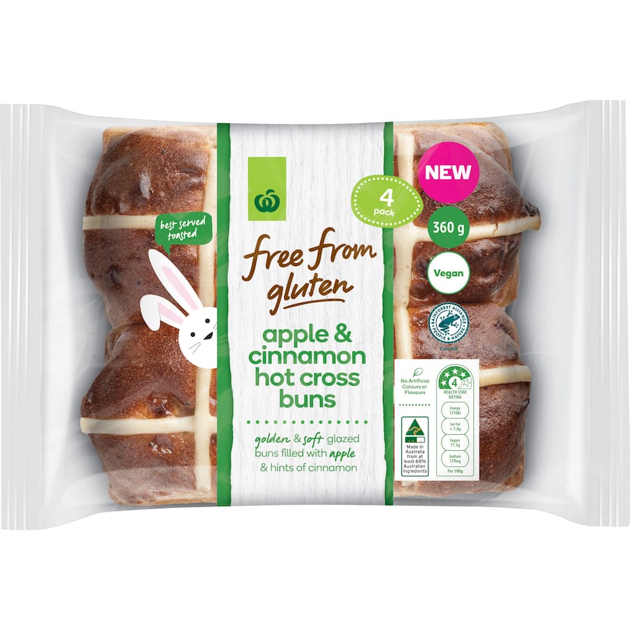 Woolworths Free From Gluten Hot Cross Buns Apple & Cinnamon