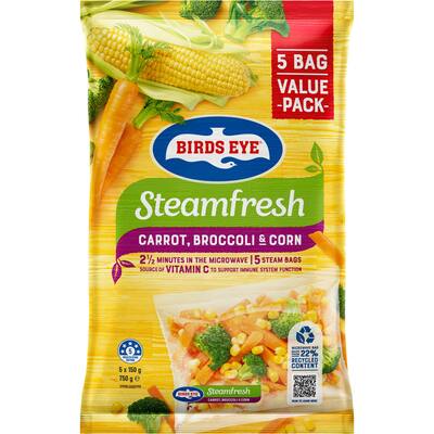birds eye steam fresh mixed vegetables carrot, broccoli and corn