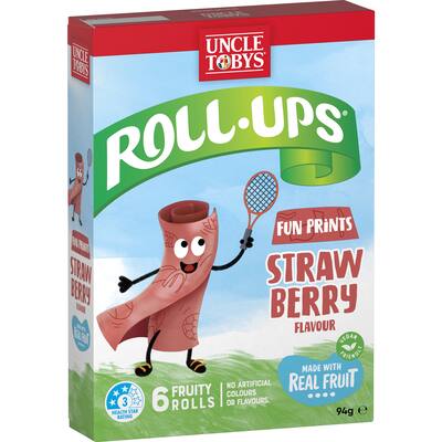 uncle tobys roll-ups fruit snack fun prints strawberry