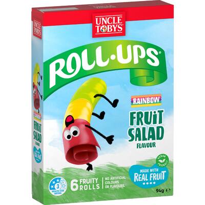 uncle tobys roll-ups fruit snack rainbow fruit salad