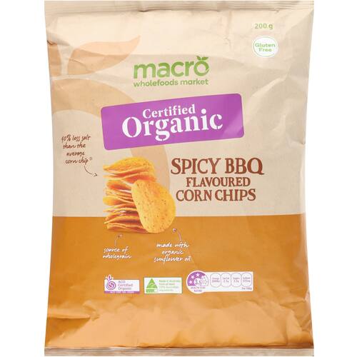 Macro Organic Spicy BBQ Corn Chips 200g bunch