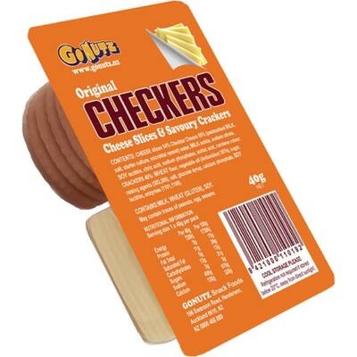 gonutz checkers crackers & cheese 5 cheese slices & 5 crackers
