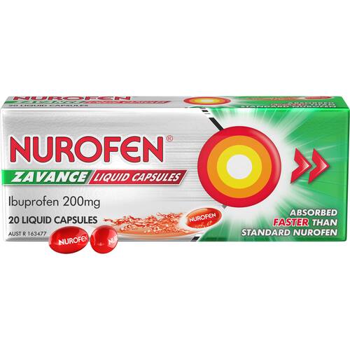 Nurofen Zavance Ibuprofen 200mg Fast Pain Relief Liquid Capsules
