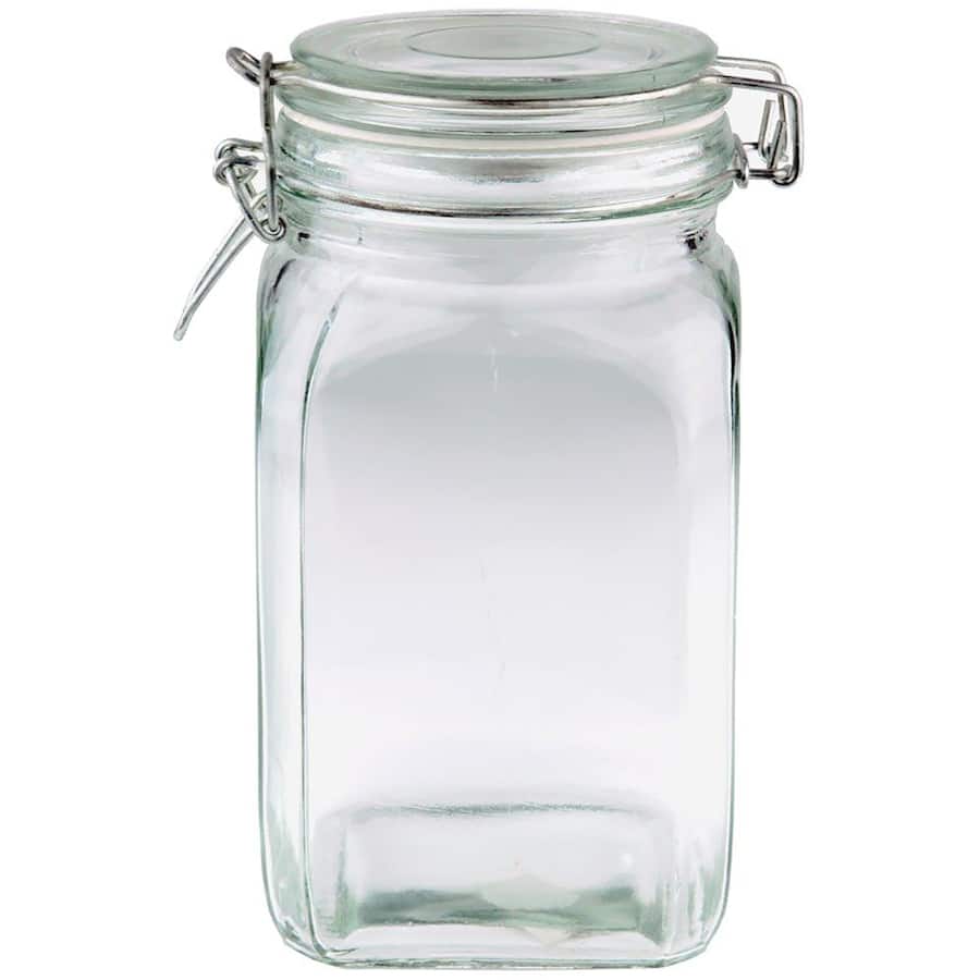 Kates Kitchen Glass Jar Square Clip Top