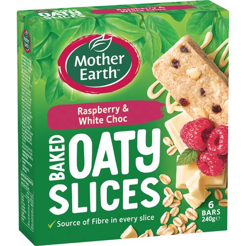 Mother Earth Oaty Slices Oat Bars Raspberry & White Choc