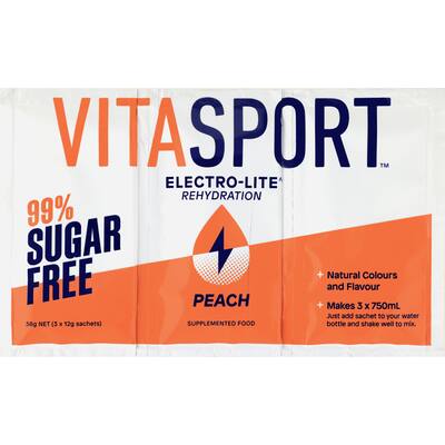 vitasport electrolyte 99% sugar free peach