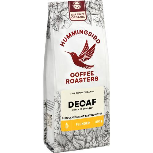 Hummingbird Coffee Plunger Decaf Organic Fair Trade