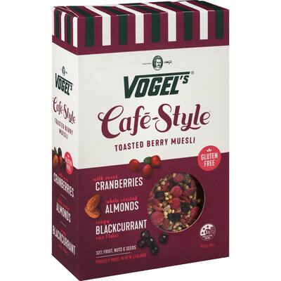 vogels cafe style muesli toasted berry gluten free