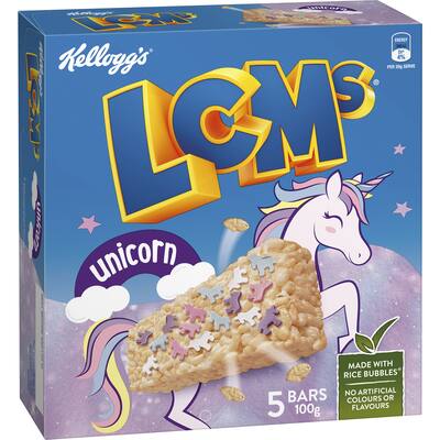 kellogg's lcms cereal bars unicorn rice bubbles