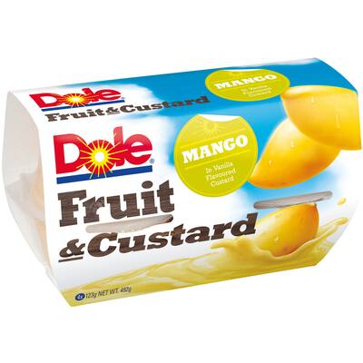 dole fruit & custard fruit snack custard & mango 492g