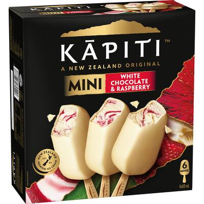 kapiti ice cream on stick white choc & raspberry