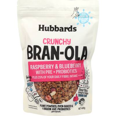 hubbards bran-ola granola raspberry & blueberry