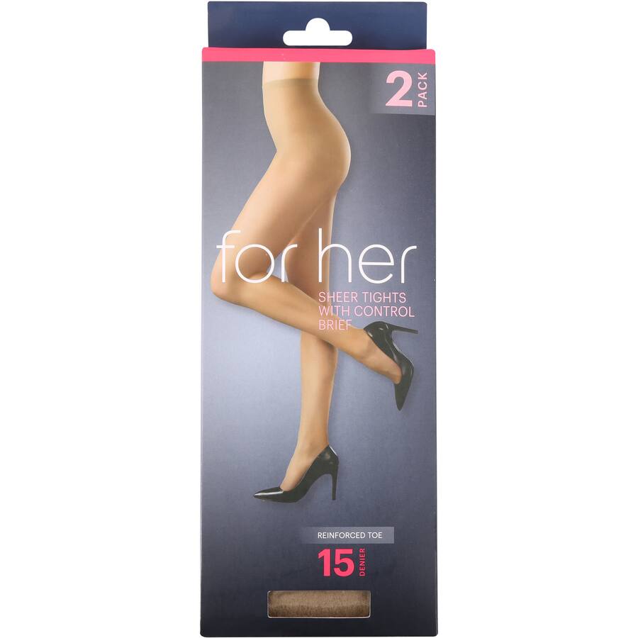 For Her Pantyhose Fuller Figure Control Brief 15Denier Natural