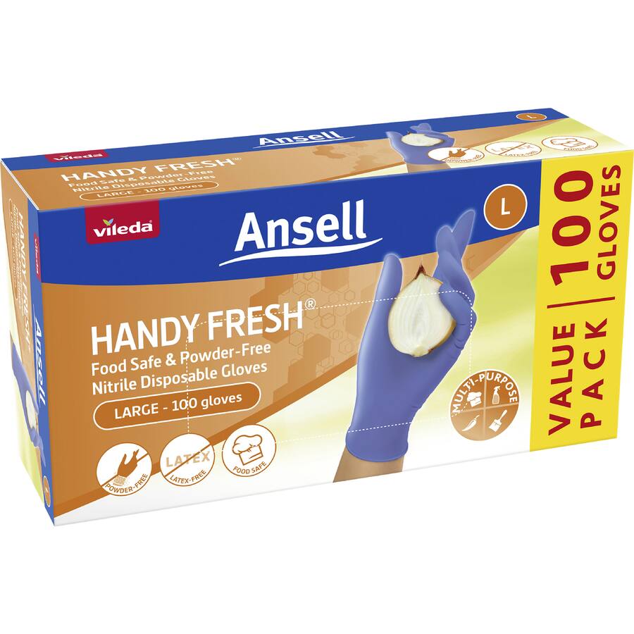 Vileda Ansell Handy Fresh Nitrile Gloves Large