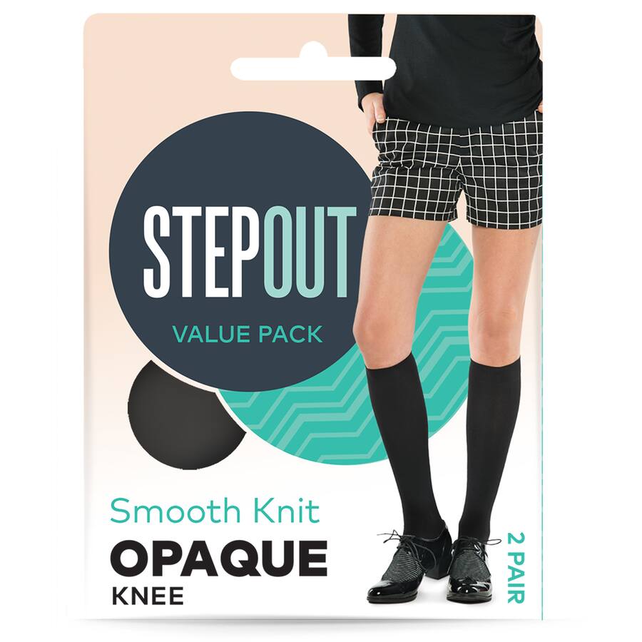 Stepout Du Jour Opaque Knee Highs Black