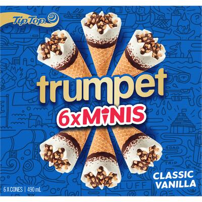Trumpet frozen dessert on cone vanilla minis
