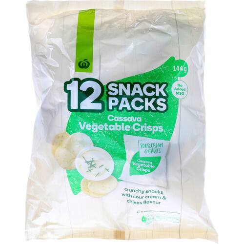 Woolworths Cassava Vegetable Crisps Sour Cream & Chives 144g