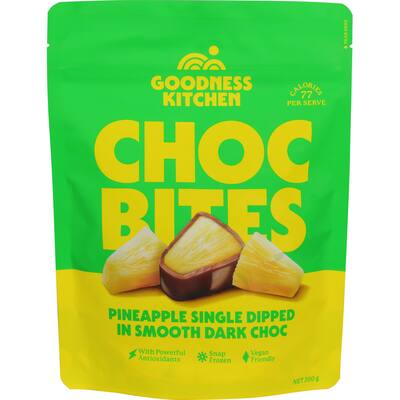 goodness kitchen frozen pineapple choc bites