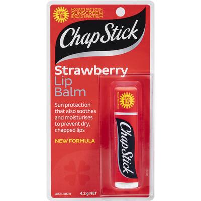 chapstick lip balm strawberry with spf 15+ sunscreen 4.2g