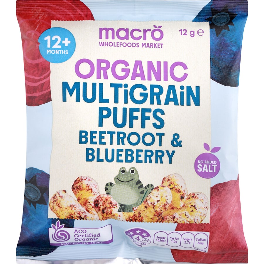 Macro Organic Multigrain Puffs Beetroot Blueberry 12+ Months