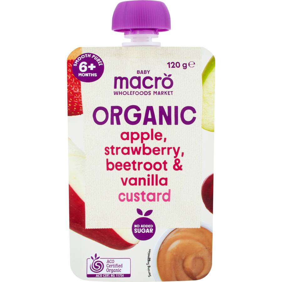 Macro Organic Baby Food 6+ Months Apple, Strawberry & Beetroot