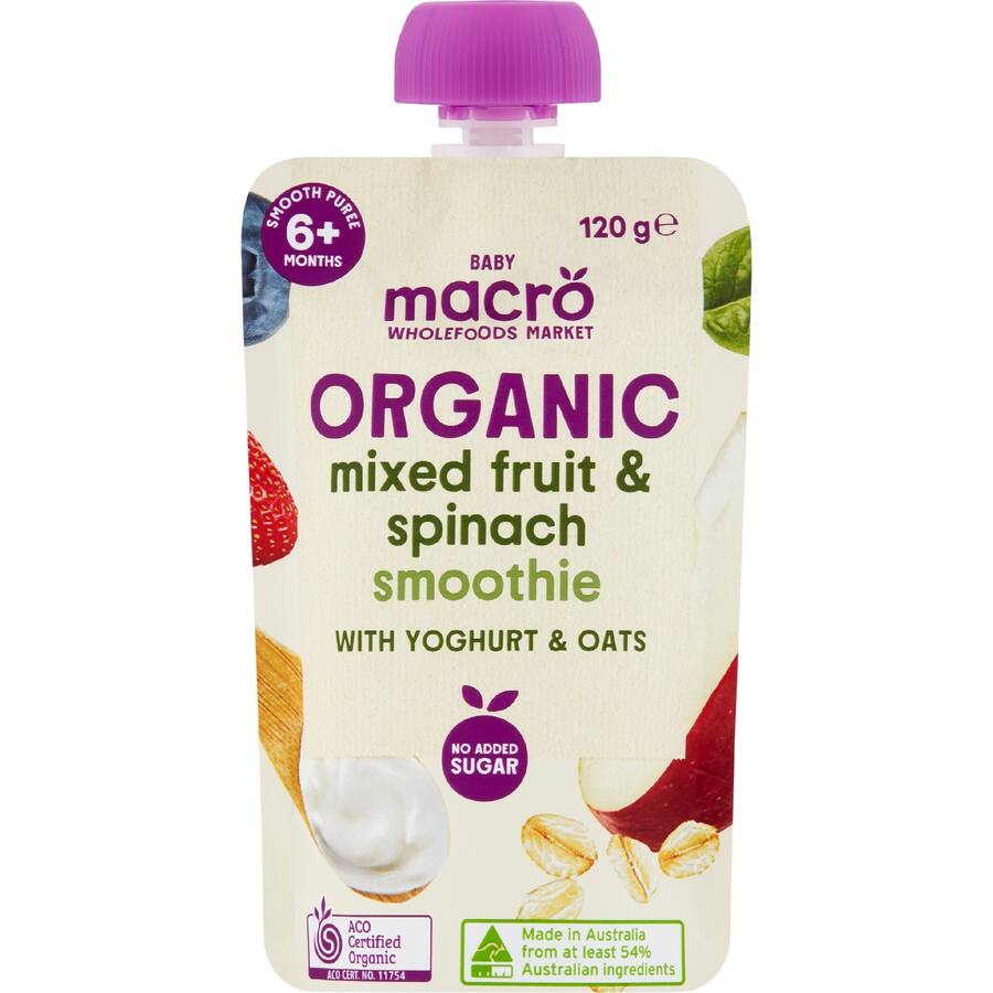 Macro Organic Baby Food 6+ Months Mixed Fruit & Spinach