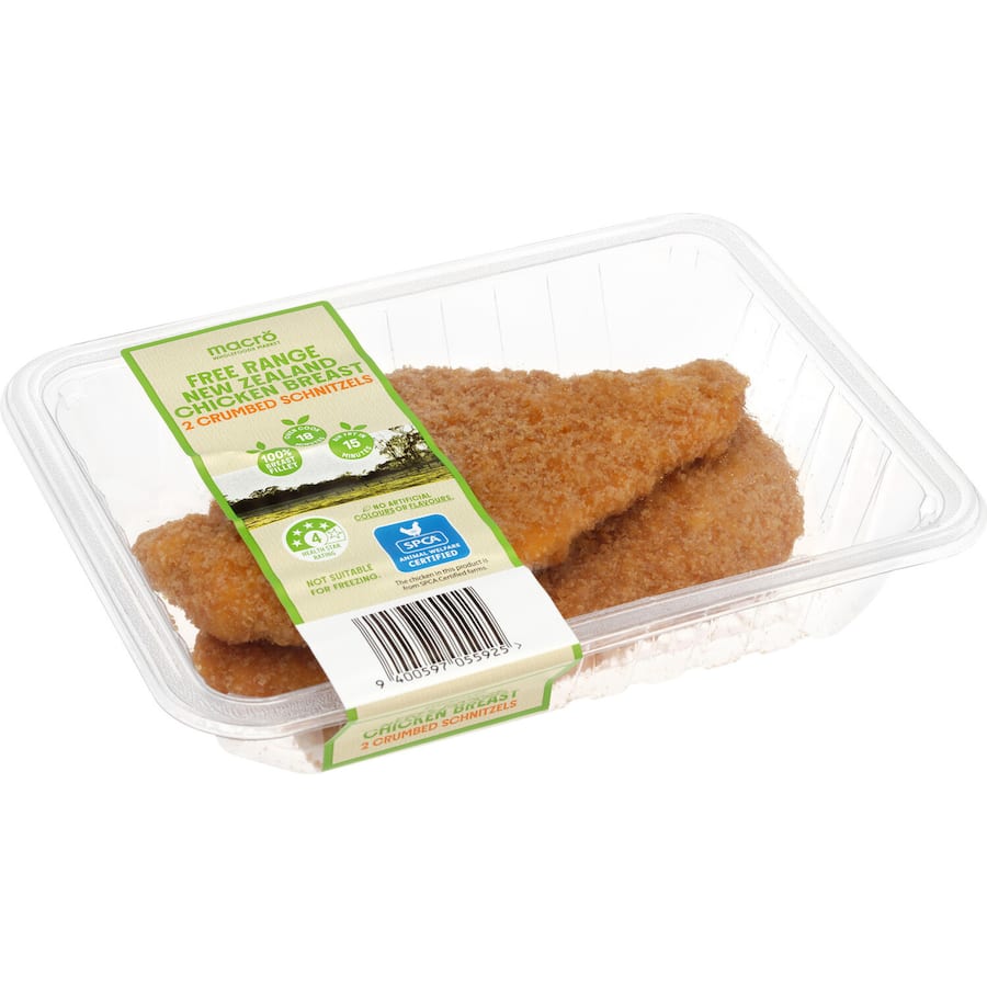 Macro Free Range Nz Chicken Breast Schnitzels Crumbed