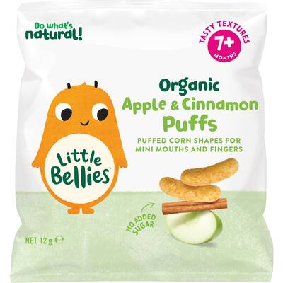 little bellies organic baby snacks apple & cinnamon puffs