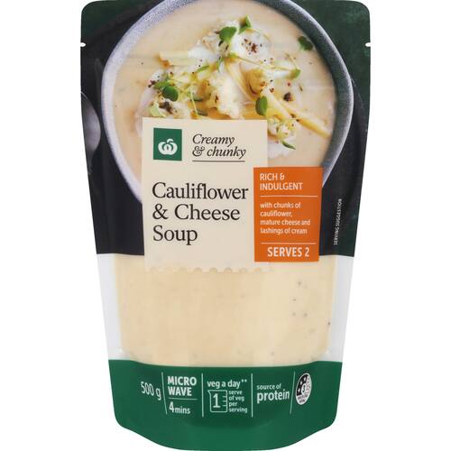 Woolworths Cauliflower And Mature Cheddar Soup 500g bunch